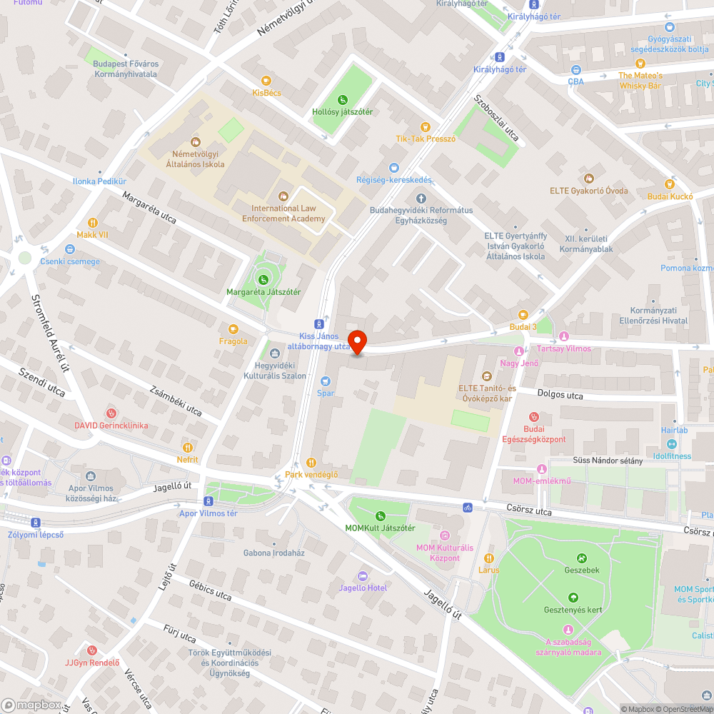 Kátyú, kátyú hátán bejelentés helye