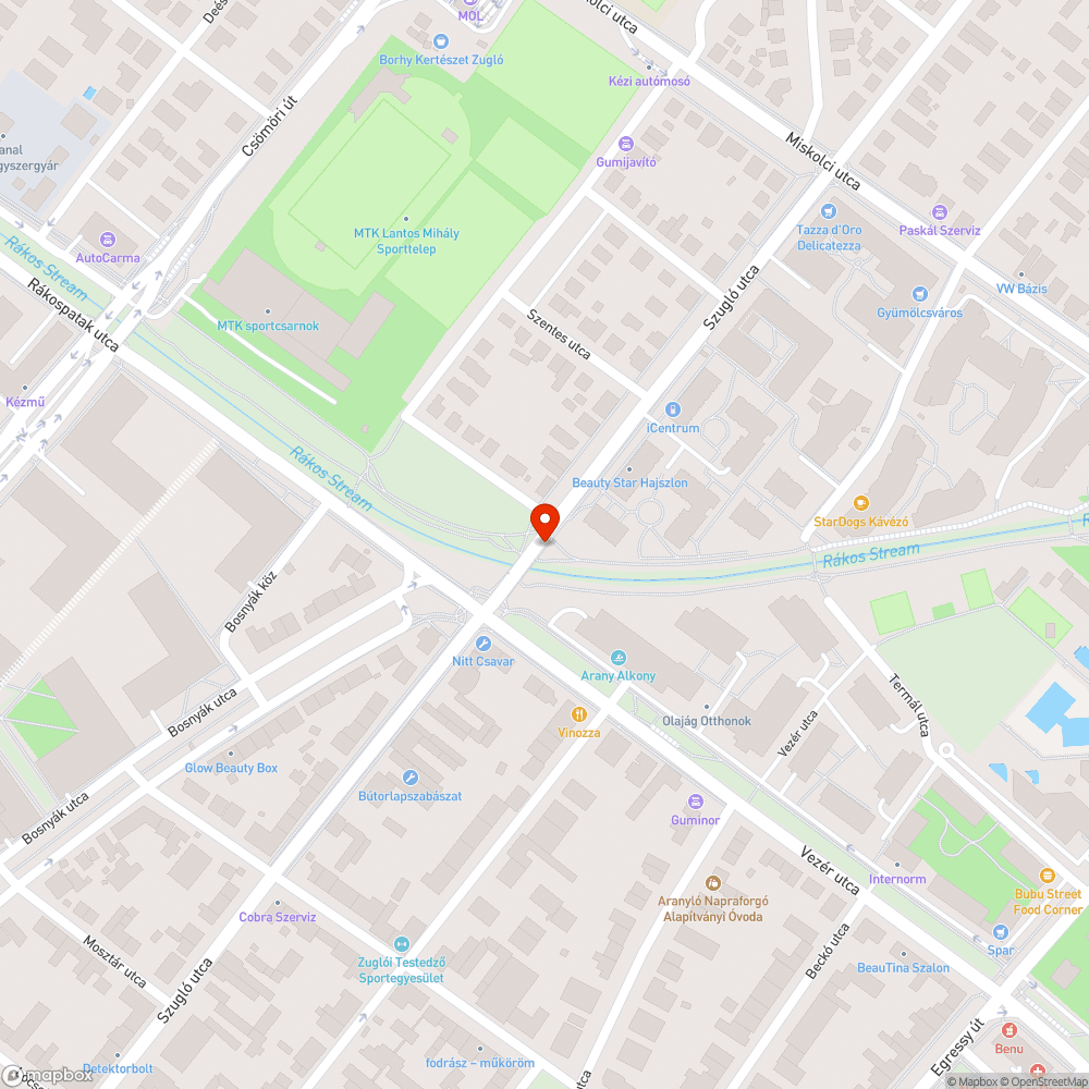 Szemétlerakás Szugló utca Rákos-patak kereszteződésénél bejelentés helye