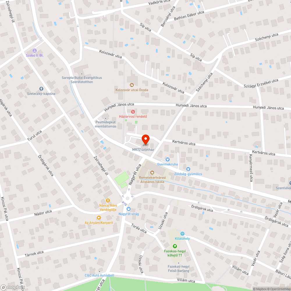 Veszélyes kátyú bejelentés helye