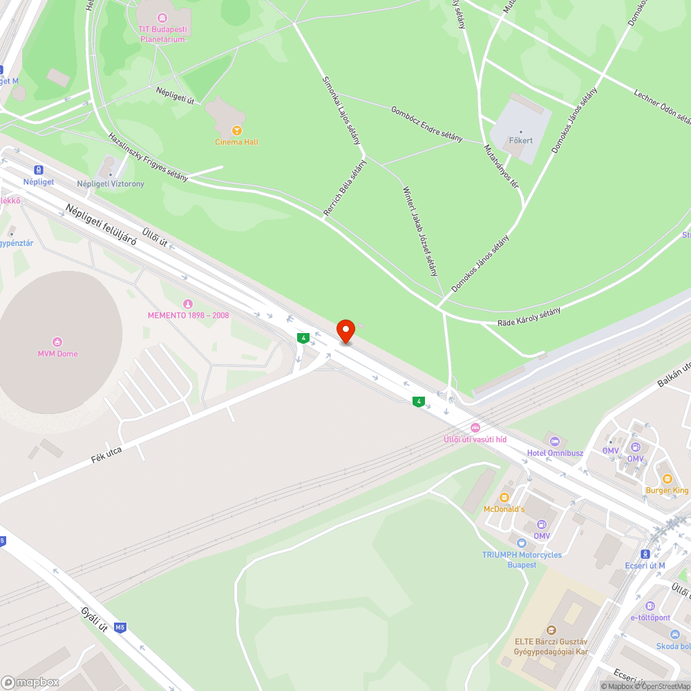 Feláldozott oszlopok a Népligetnél bejelentés helye