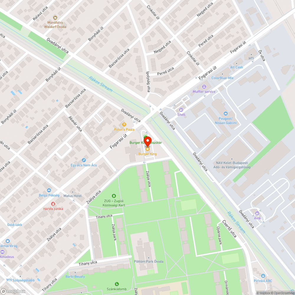 vízelvezetés / járda probléma a Csertő utcai Burger Kingnél bejelentés helye