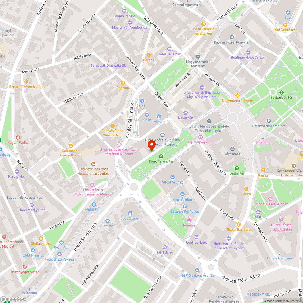 Nem működő közvilágítás a Deák Ferenc téren. bejelentés helye