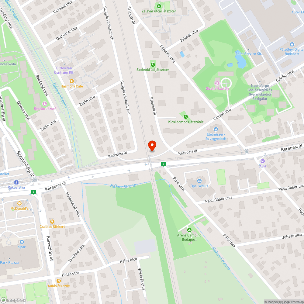 Mély kátyú bejelentés helye