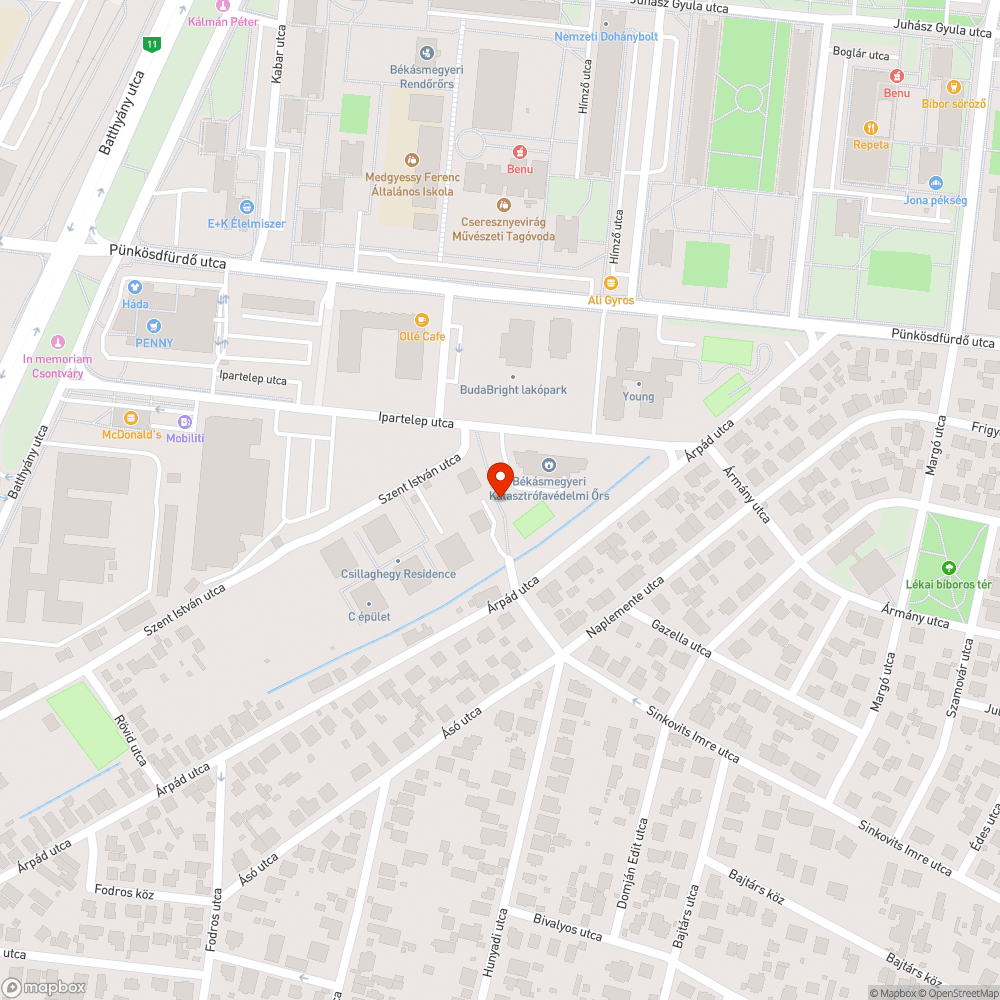 Sötét utca bejelentés helye