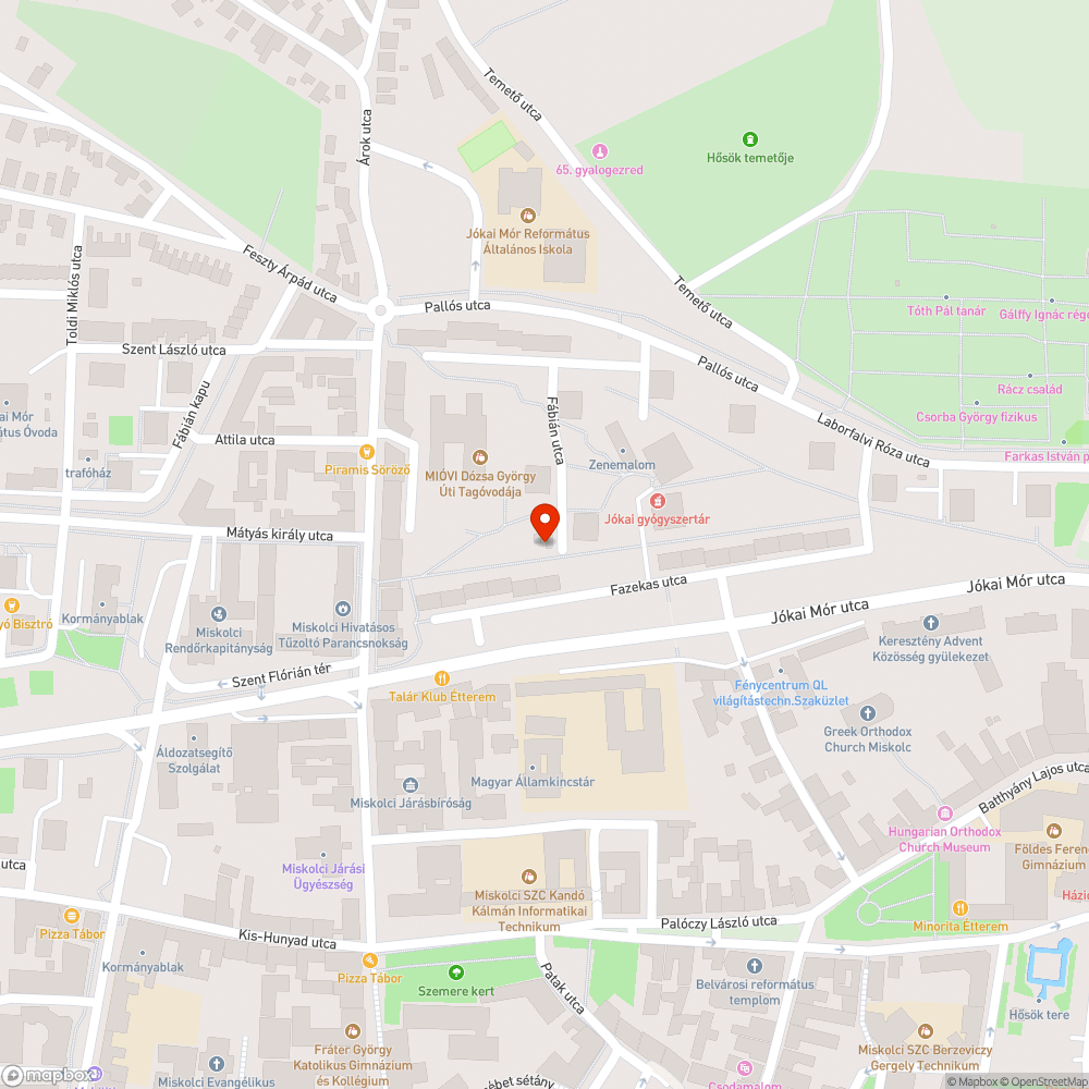 Nem égő lámpa a Fazekas utcán bejelentés helye