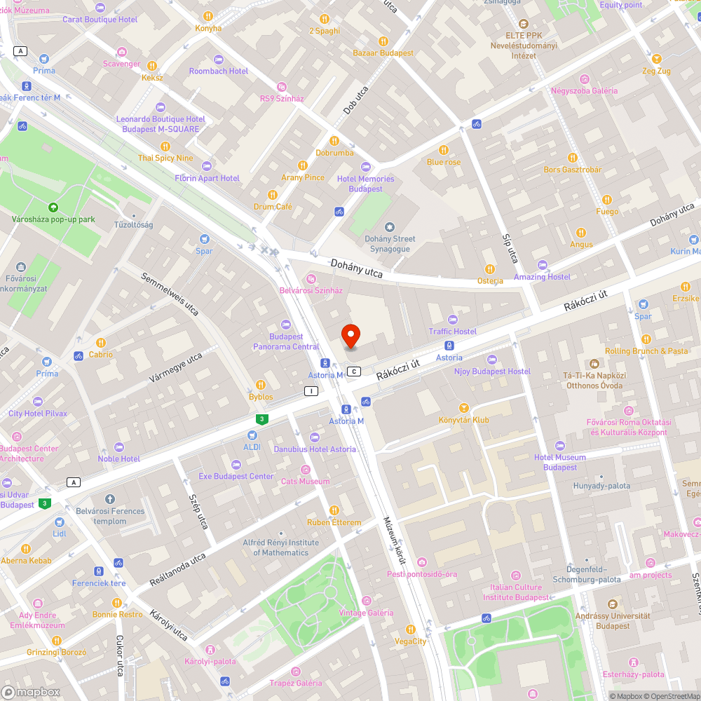 Astoria F lejárat graffitis bejelentés helye