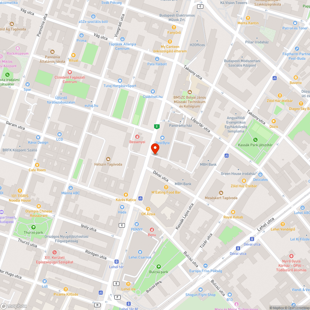 Váci út 19. hiányzó fa bejelentés helye