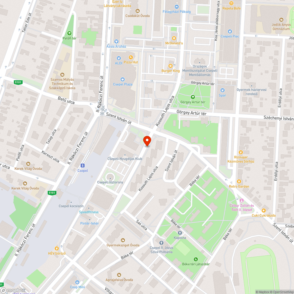 Kossuth Lajos utca 114. Kátyú bejelentés helye