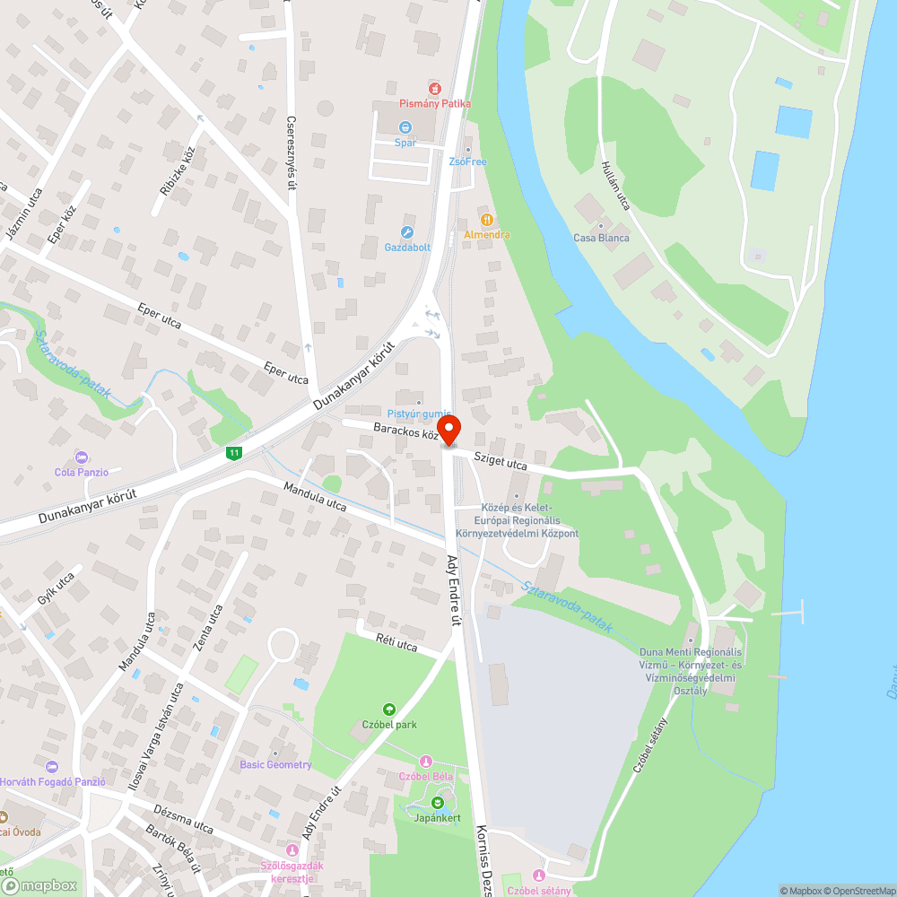 Kerékpársáv hibás felfestése az Ady Endre út – Sziget u. kereszteződésénél. bejelentés helye