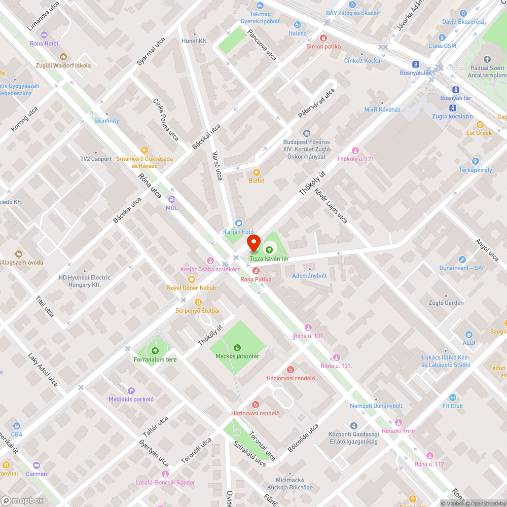 A zöldterületen áthajtanak Róna/Thököly bejelentés helye