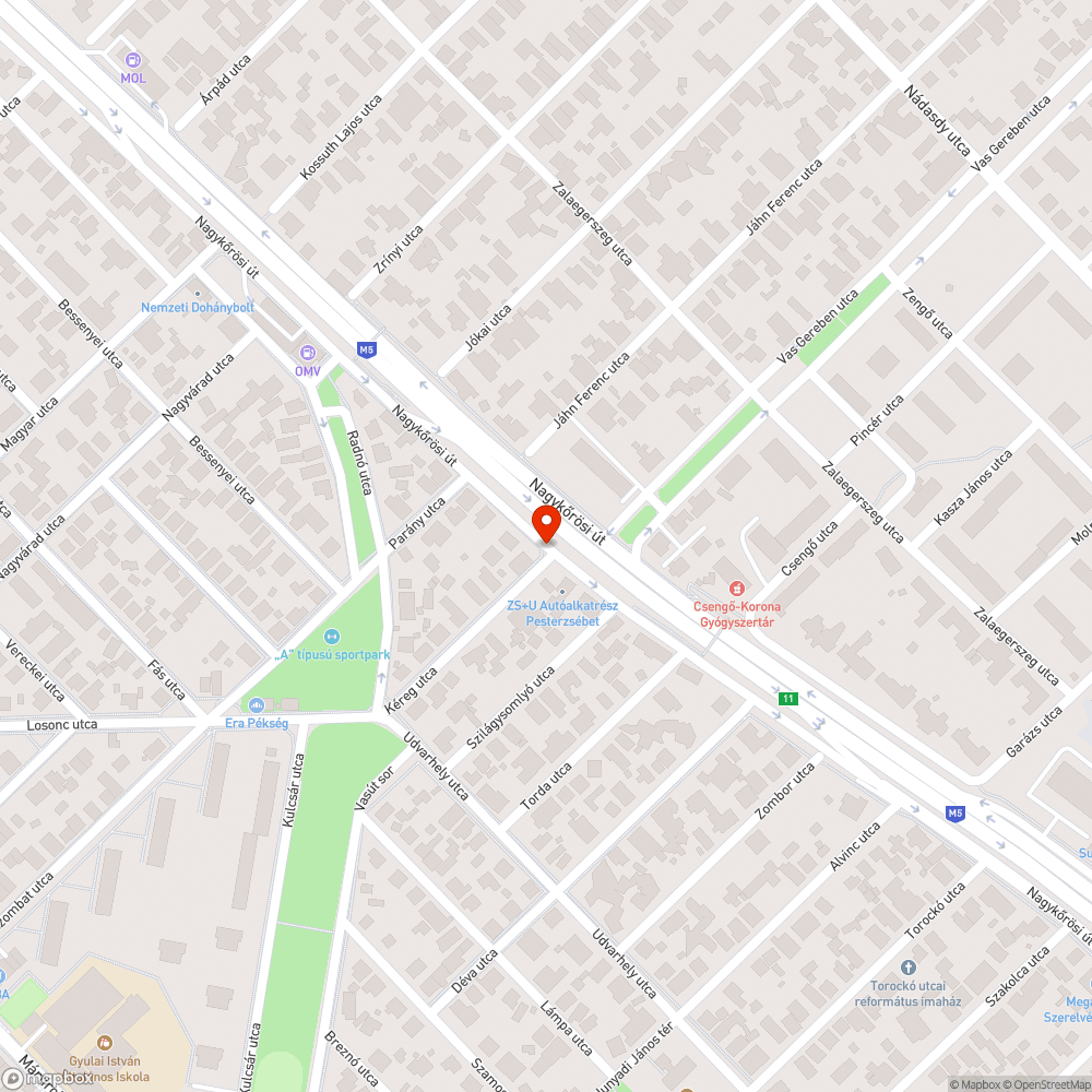 Nagykőrösi út felüljárói bejelentés helye