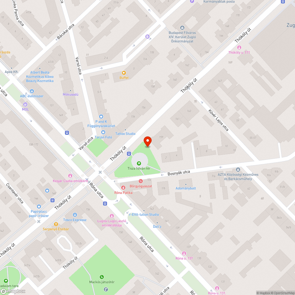 Illegális szemetelés Tisza István téren bejelentés helye