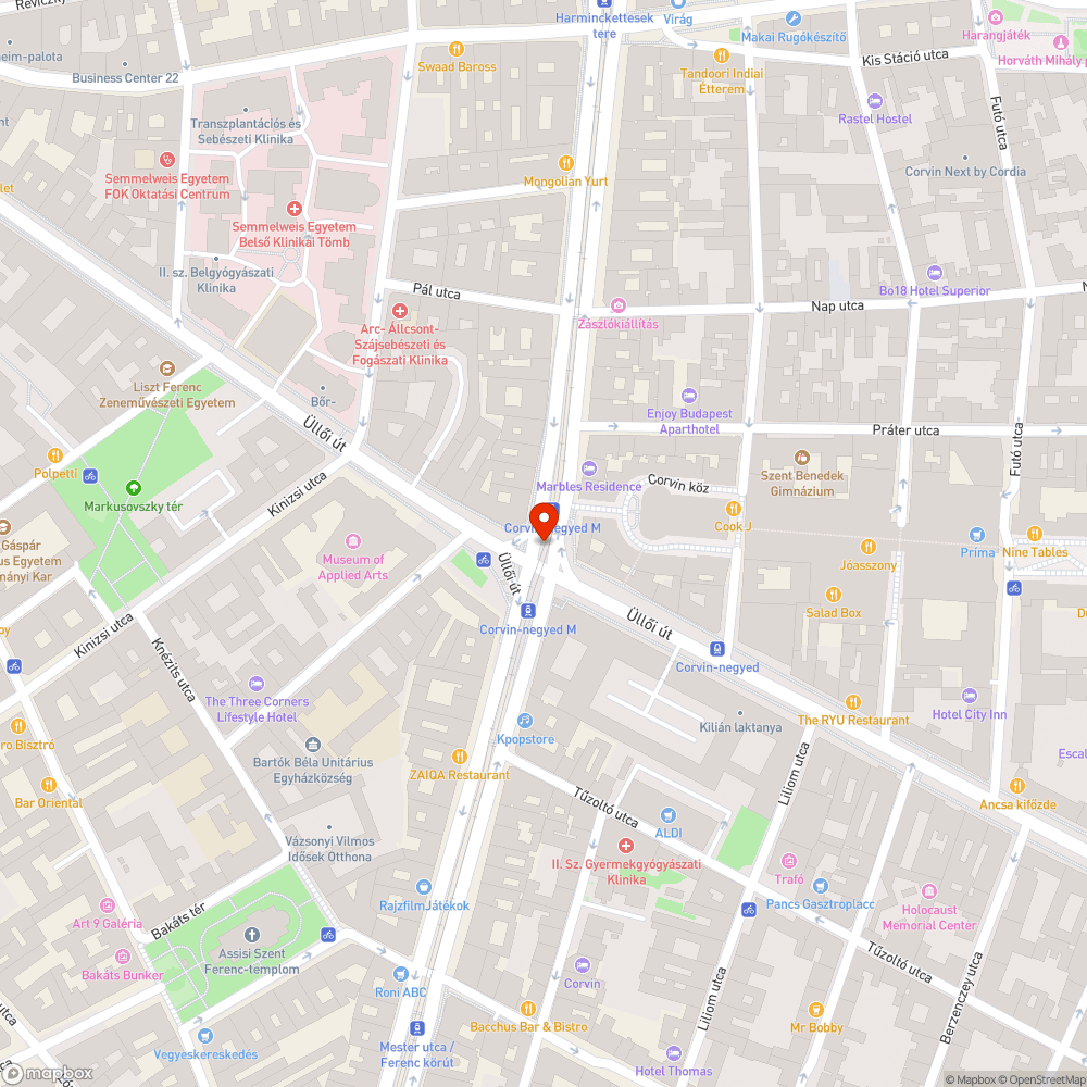 Corvin negyed /M3/ aluljáró - padlóburkolat hiányos bejelentés helye