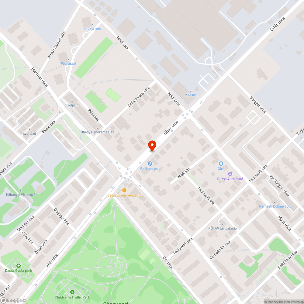 Gitár utcai tönkrement járda bejelentés helye