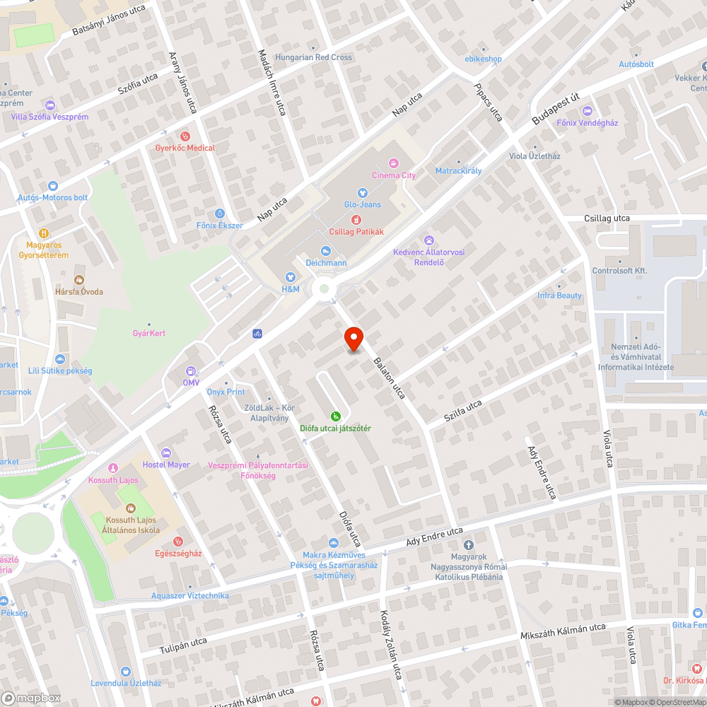 Balaton utca 7 előtt a lámpa kialudt bejelentés helye