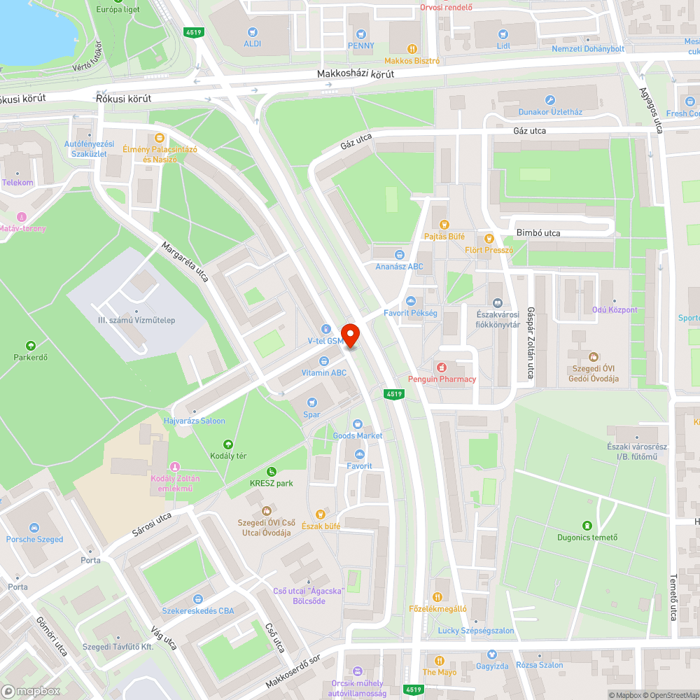 Kátyúk a Sárosi utcában bejelentés helye