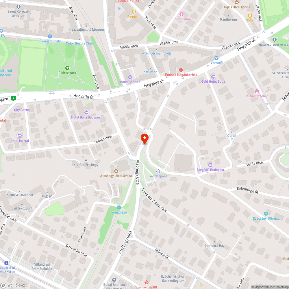 Alsóhegy utcai szemét bejelentés helye