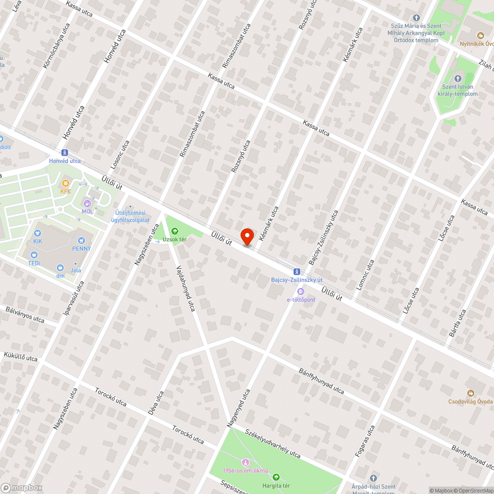 Üllői út 598-nál nem égett a héten a lámpa bejelentés helye