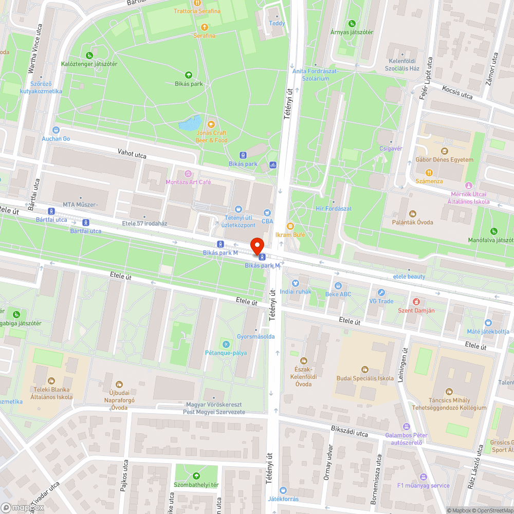 Bikás park villamosmegálló bejelentés helye