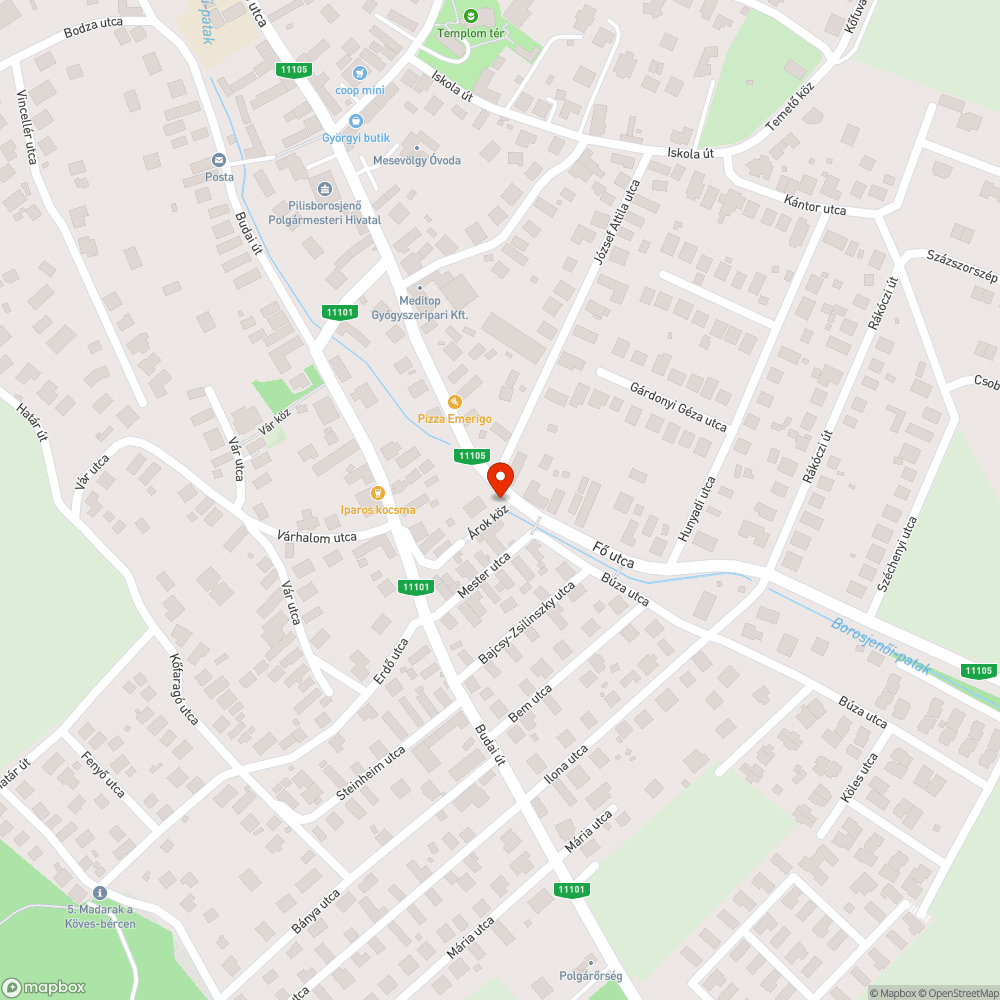 Eltömödött áteresz bejelentés helye