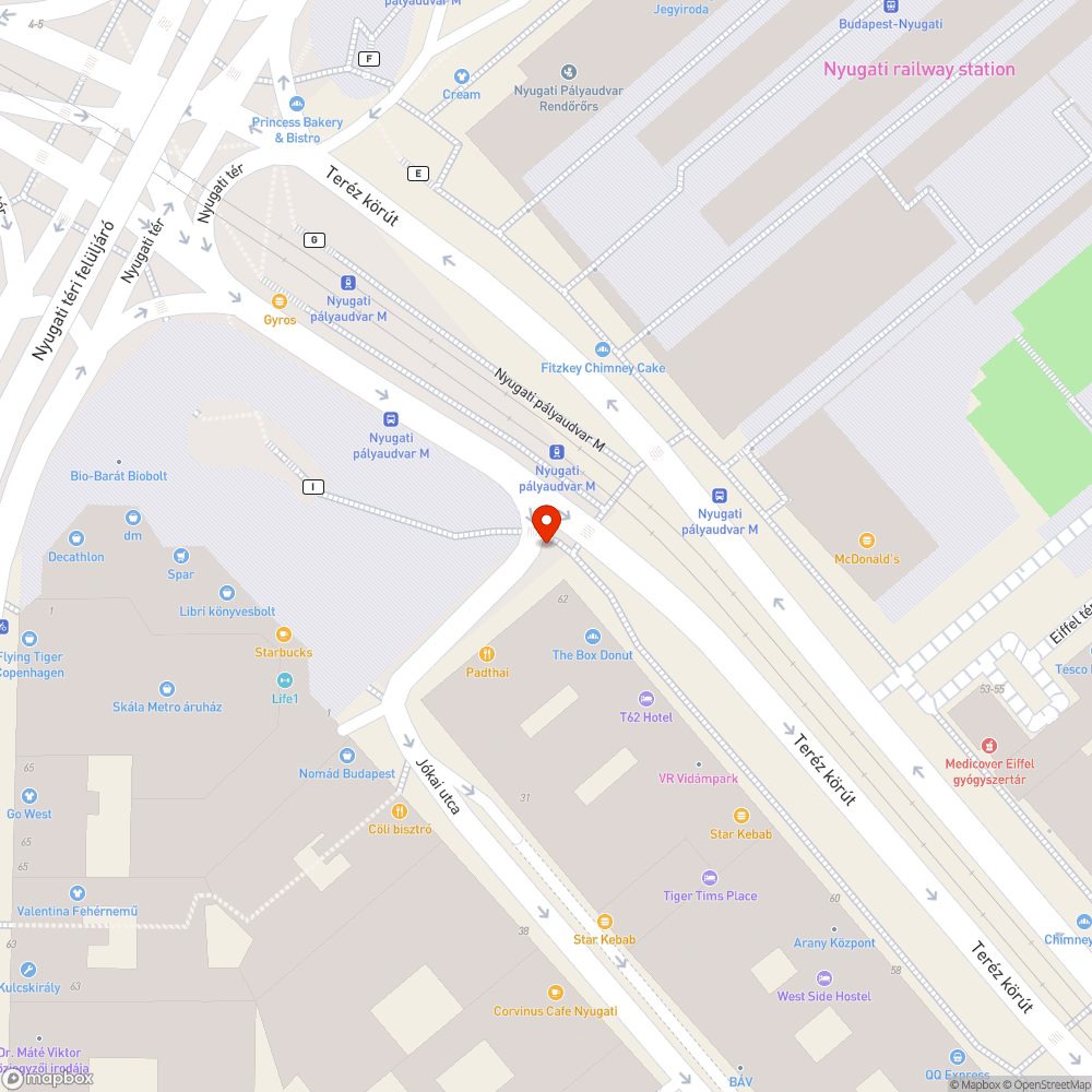 Nyugati tér gyalogos átkelés az óránál bejelentés helye