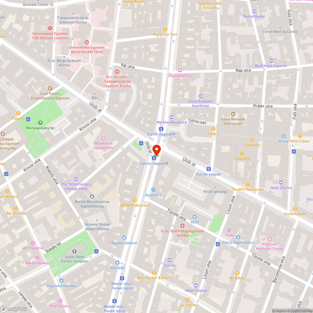 Corvin negyed 4-6 V megálló bejelentés helye