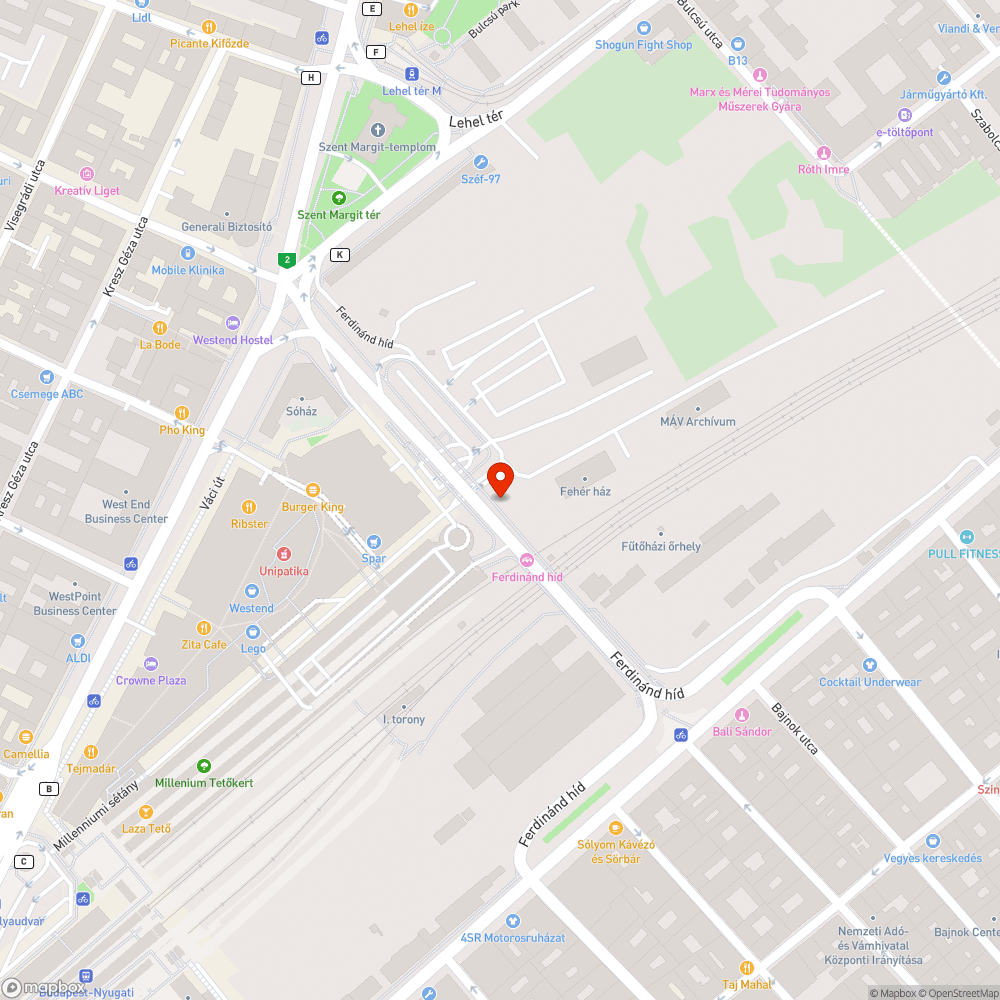 Ferdinánd híd járdáján mély kátyúk bejelentés helye