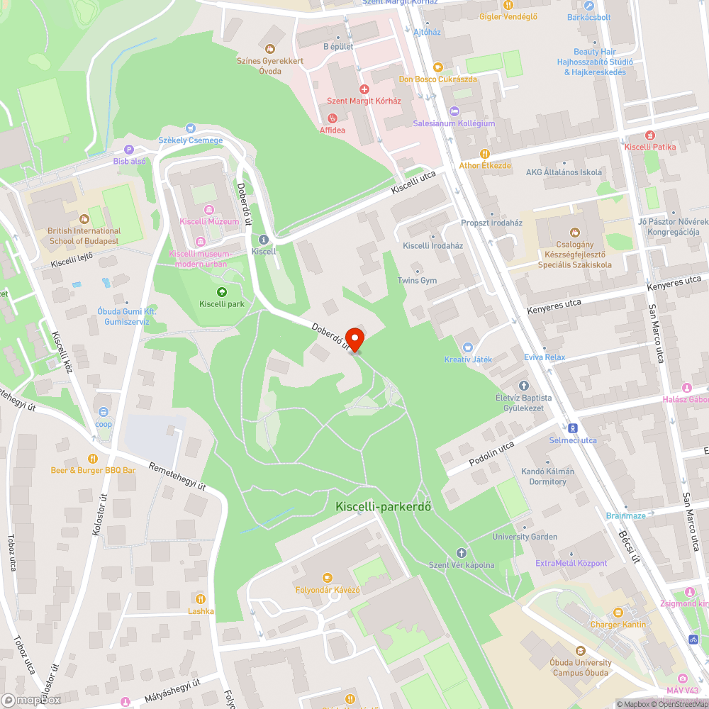 Kiscelli erdő zöldterületi parkolás bejelentés helye