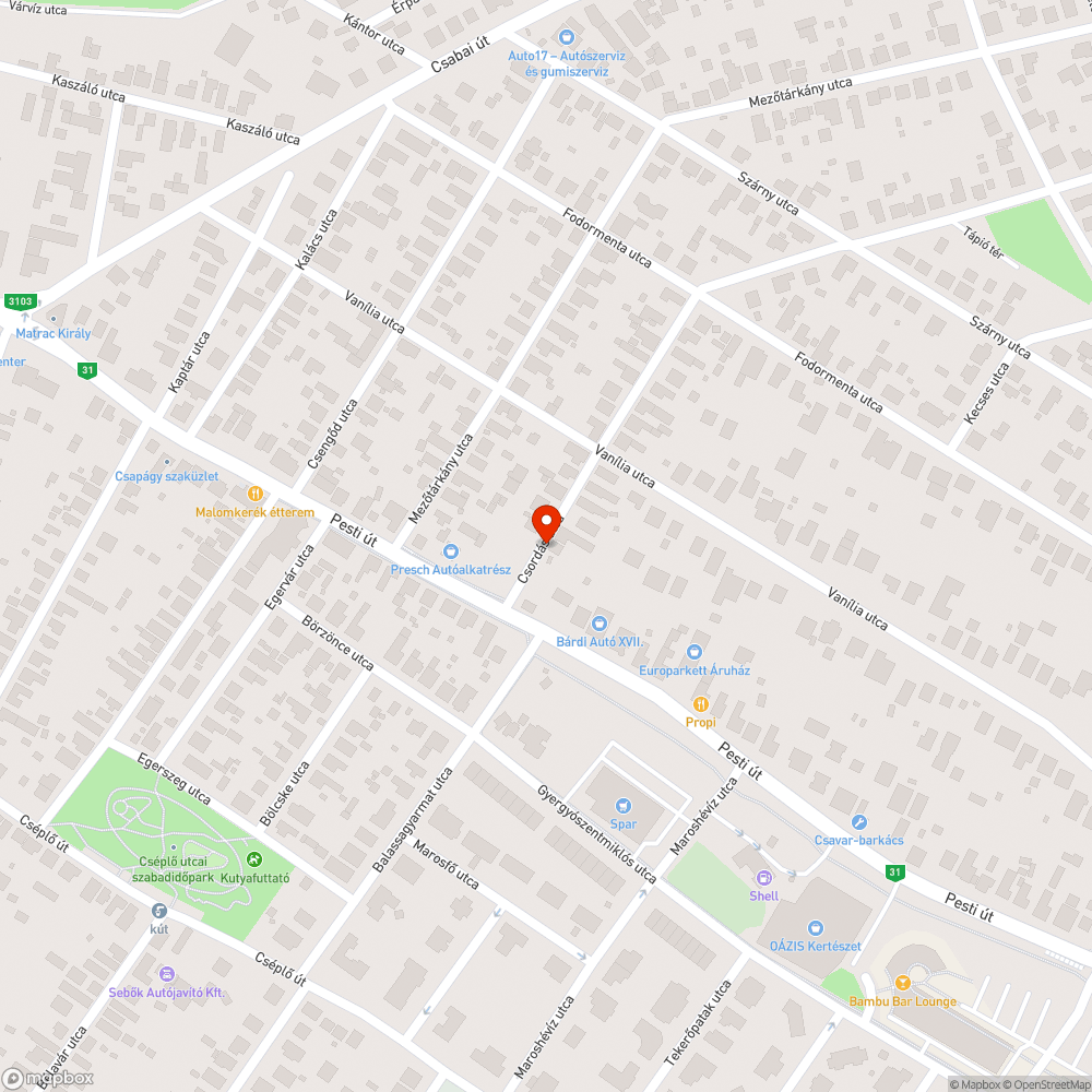 Csordás utca végében bejelentés helye