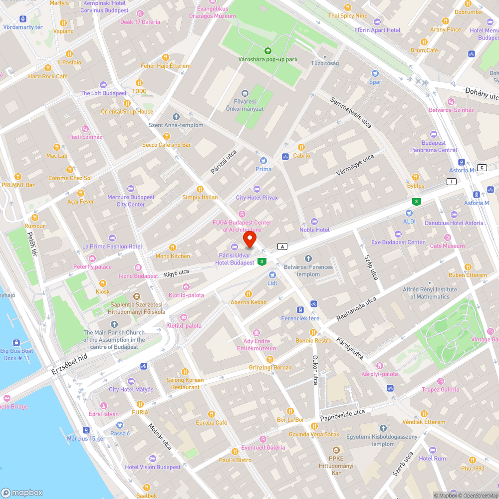 nem világító kandeláber a Ferenciek terén bejelentés helye