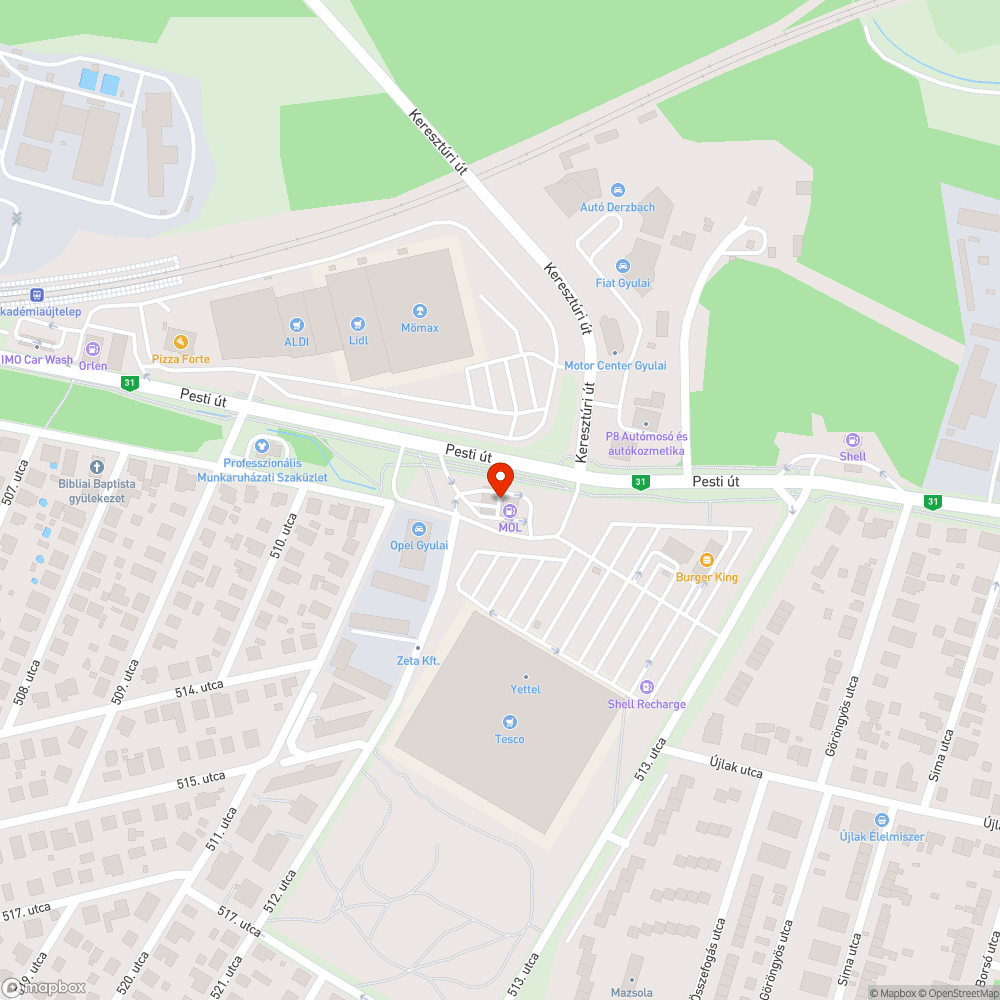 Elhagyott jármű bejelentés helye