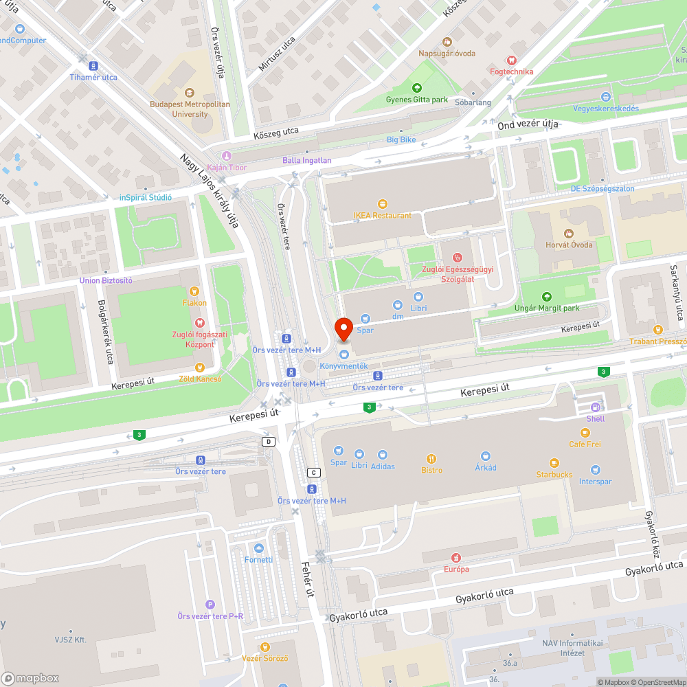 Megdőlt lámpaoszlop bejelentés helye