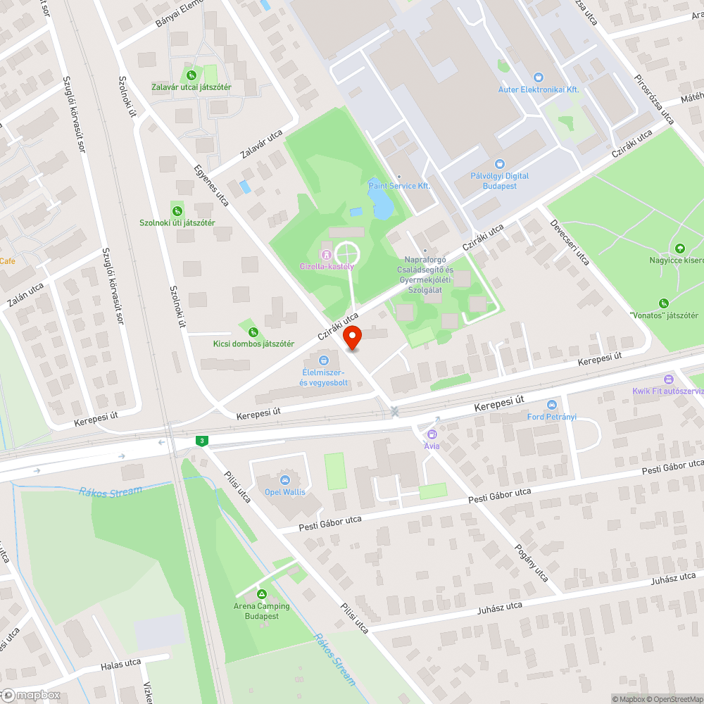 Elütött (?) sün bejelentés helye