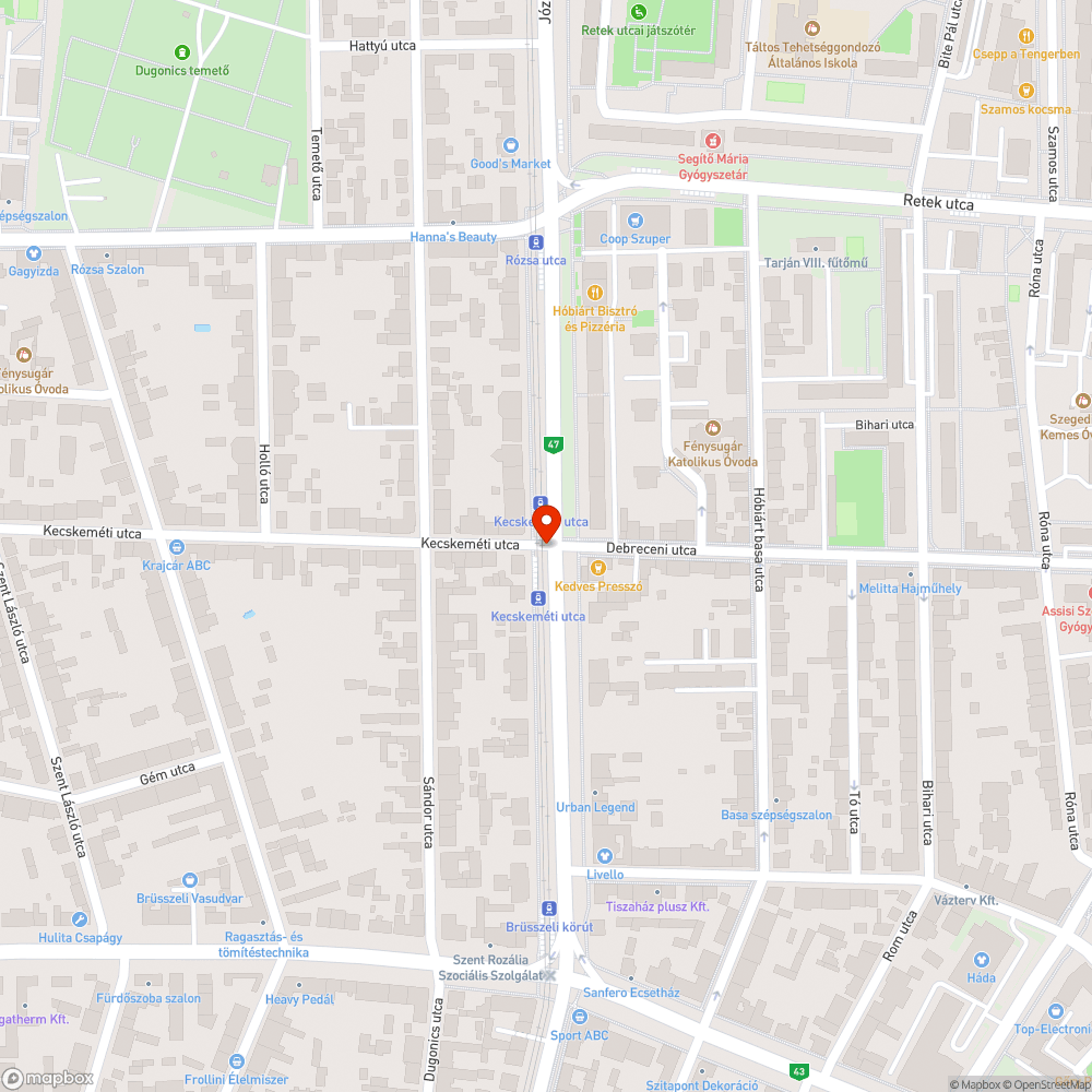 Szegélykő és kőtörmelék a zöldövezetben - József A. sgt. és Kecskeméti utca sarkán bejelentés helye