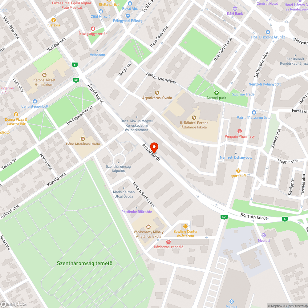 Kűtyú az Árpád krt-on bejelentés helye