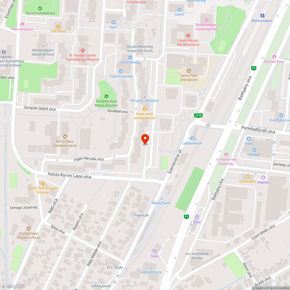 Kátyú az úton bejelentés helye