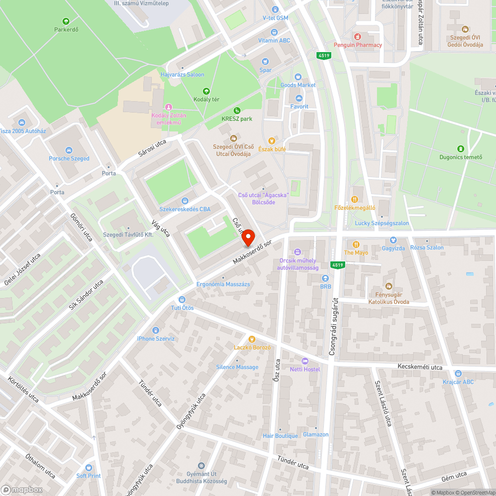 Széttöredezett aszfalt a kerékpárúton bejelentés helye