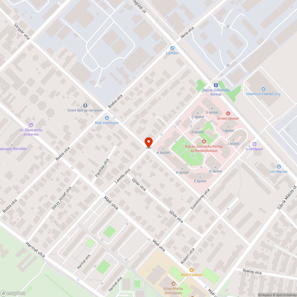 Lavotta/Sörgyár u. úthibák bejelentés helye