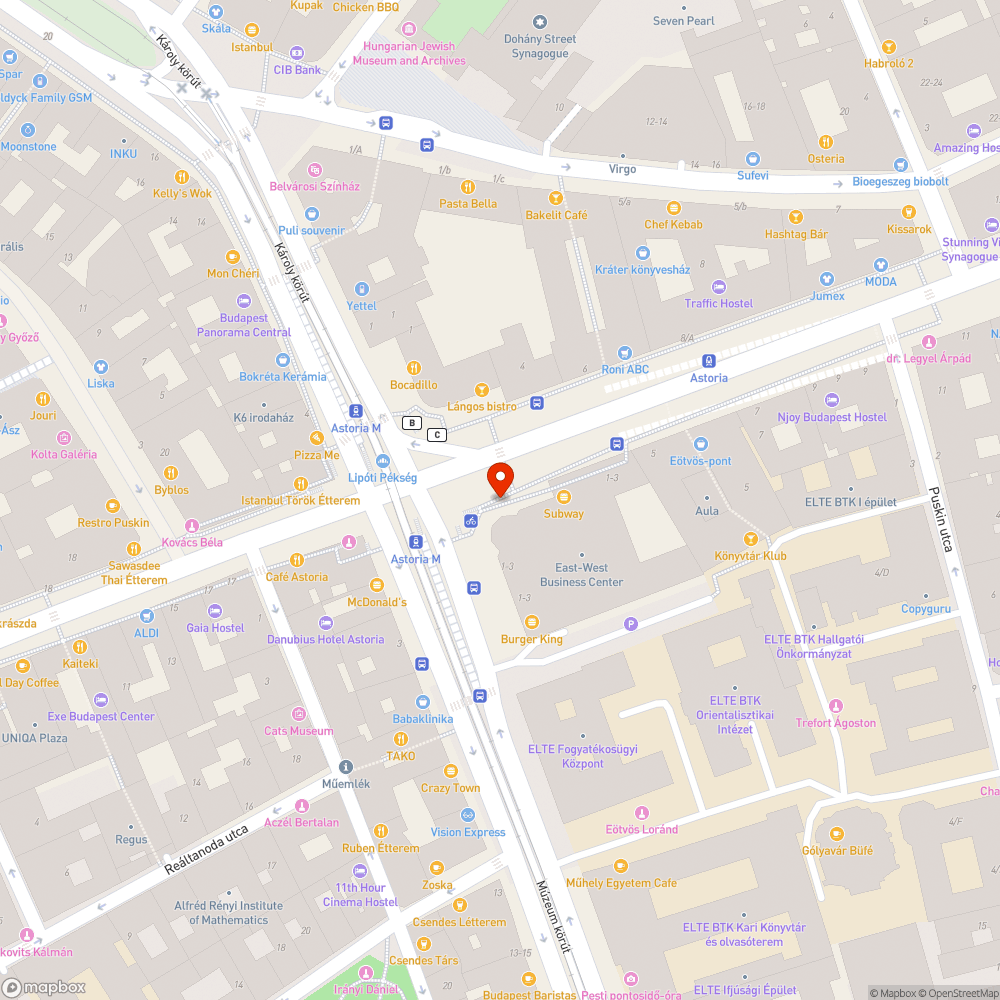 közműfedél körül burkolathiány  - Astoria bejelentés helye