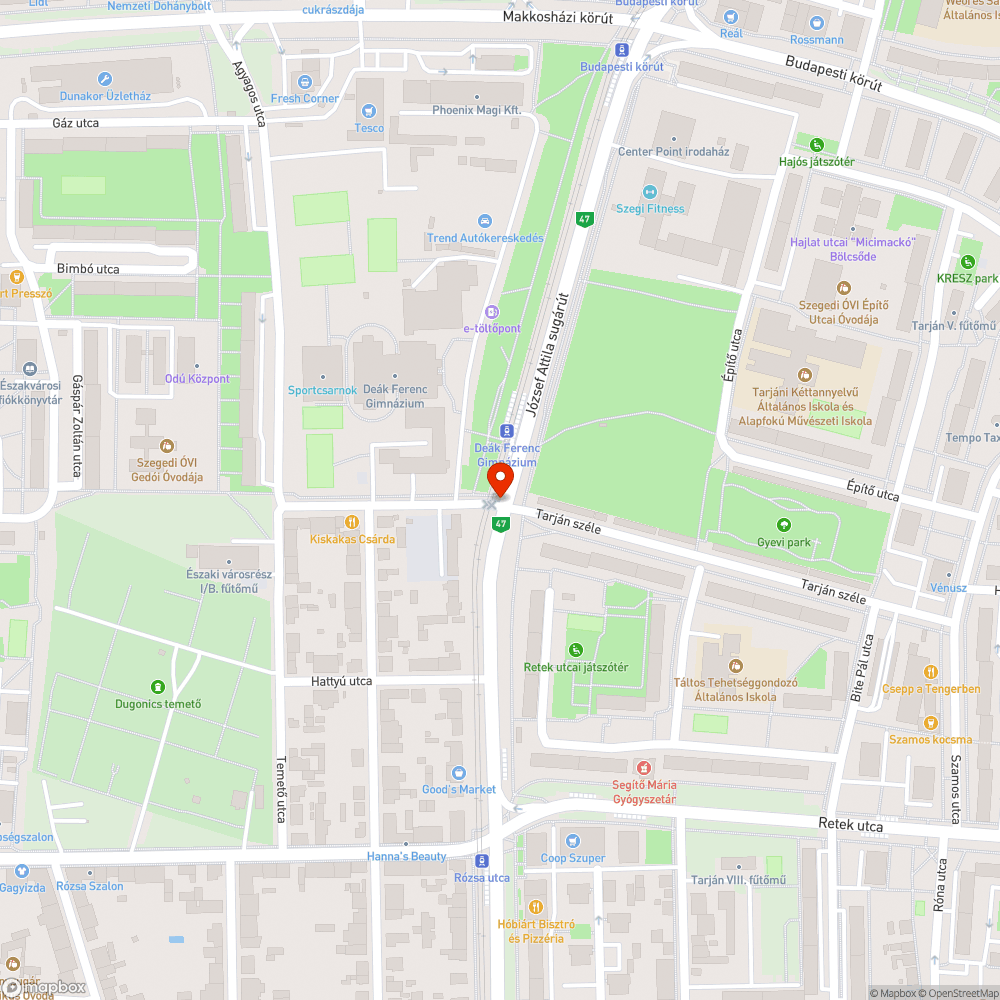 Kátyú - József A. sgt. és Gyevi utca sarka, síneknél bejelentés helye