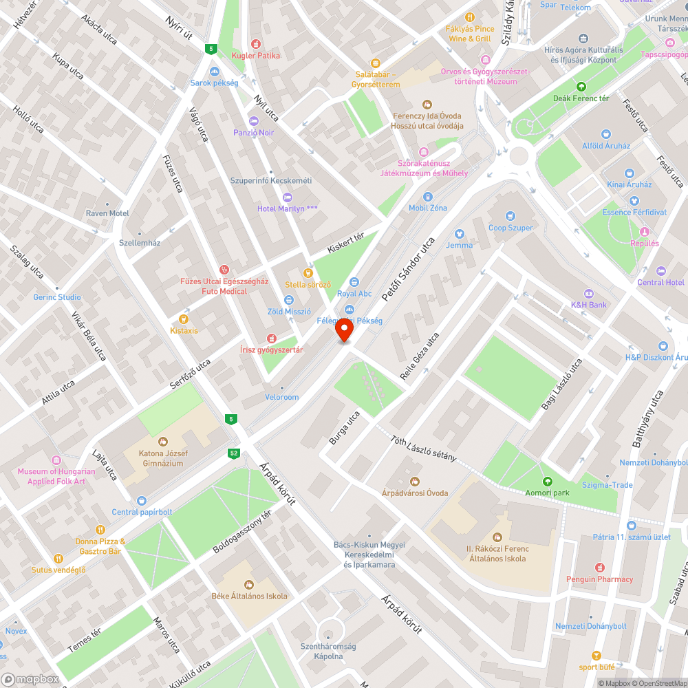 Nem működő közvilágítás a Petőfi Sándor utcán bejelentés helye