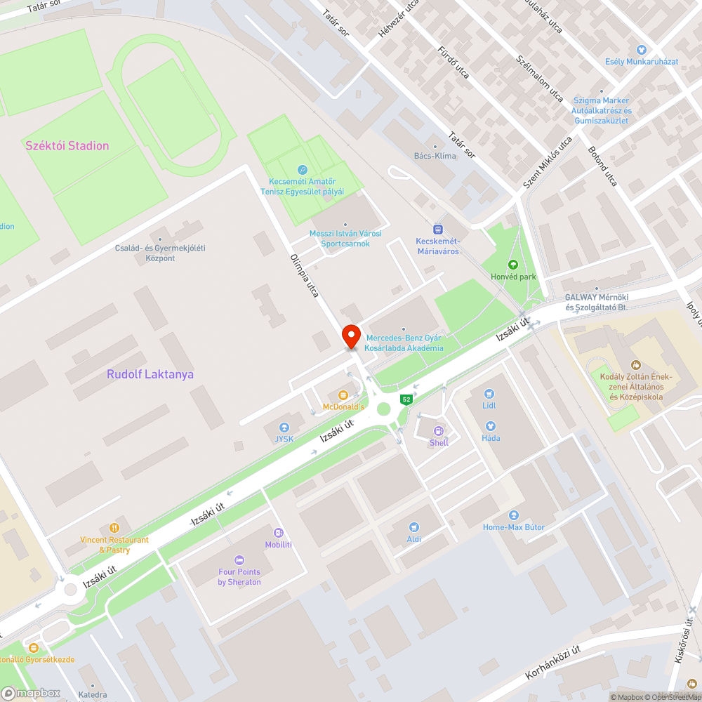 Nem működő közvilágítás az Olimpia utcán bejelentés helye