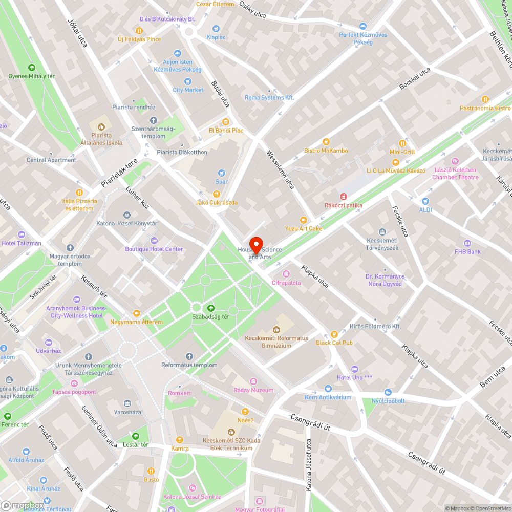 Nem működő közvilágítás a Technika házánál bejelentés helye