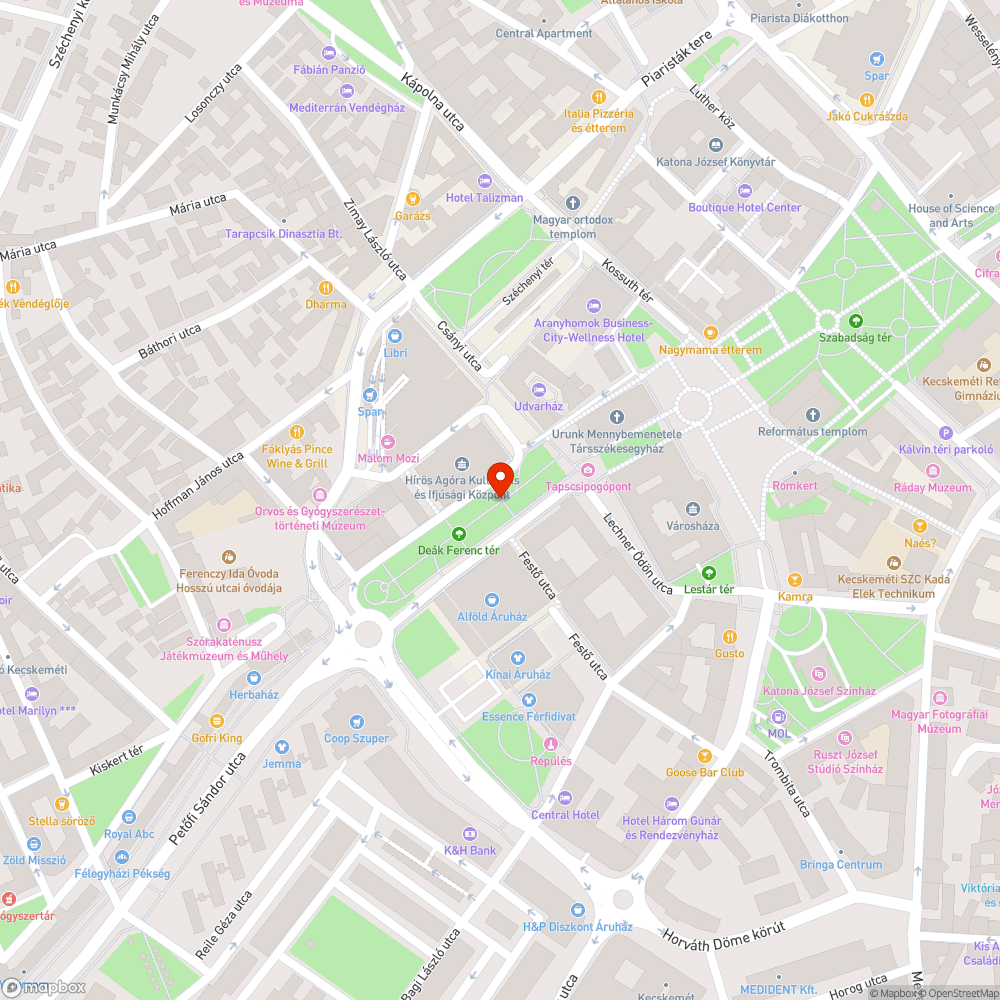 Nem működő közvilágítás a Deák Ferenc téren bejelentés helye