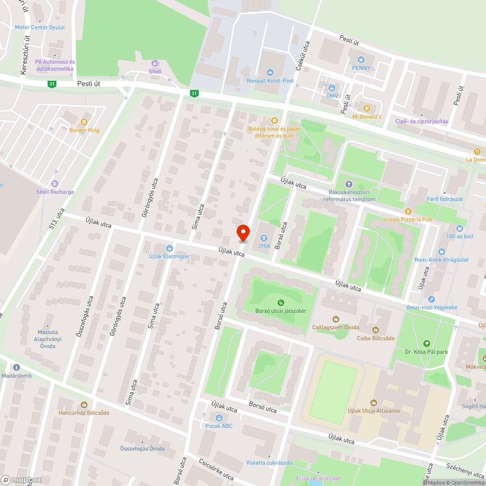 Megdőlt poller bejelentés helye