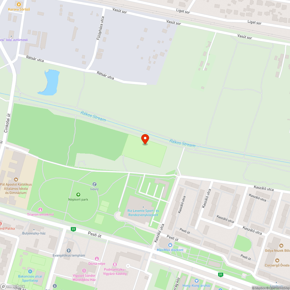 Műfüves pálya bejelentés helye