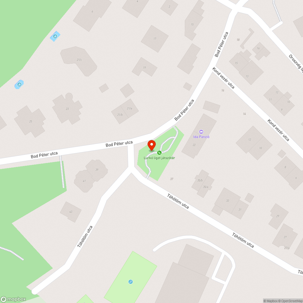 Lurkó Liget játszótér leszerelt hintái bejelentés helye