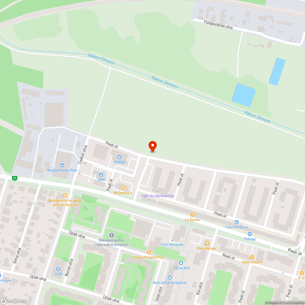 Óriás kátyú bejelentés helye