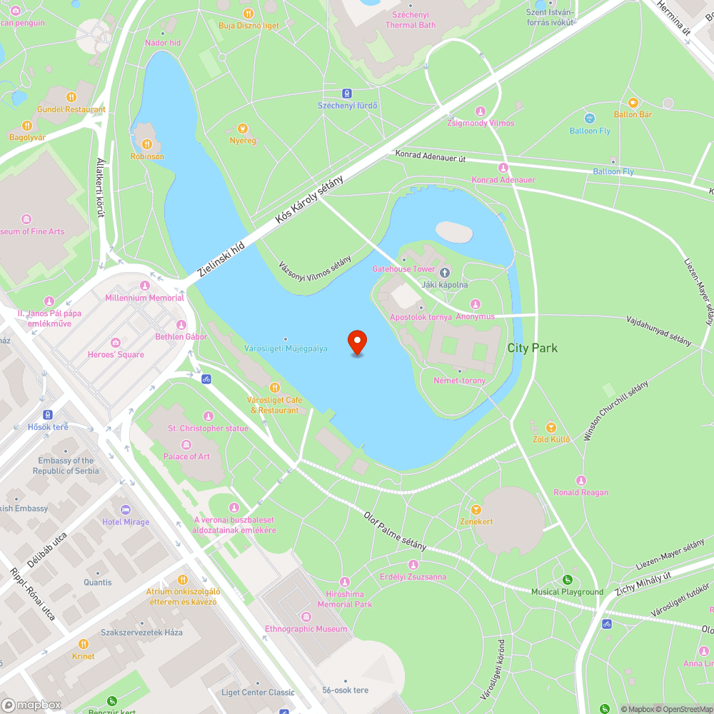 Városligeti tó bejelentés helye