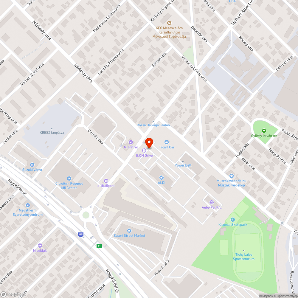 Törött személyautó bejelentés helye